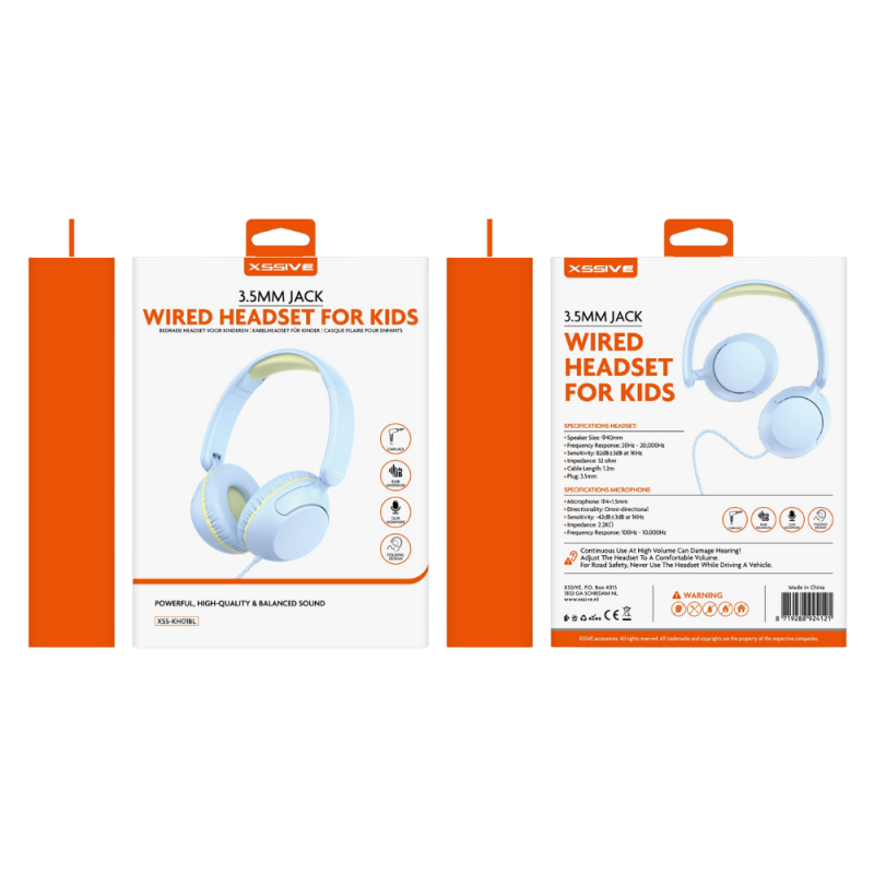 Casque Filaire Pour Enfants XSSIVE XSS-KH01BL 3.5mm JACK - Bleu Casque Filaire Pour Enfants XSSIVE XSS-KH01BL 3.5mm JACK - Bleu
